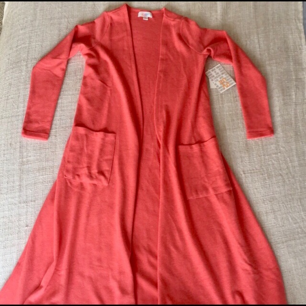 Lularoe Solid Coral Sarah Duster Sweater